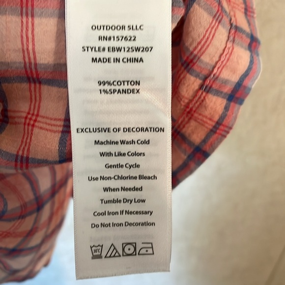 Eddie Bauer women’s cotton short sleeve button up v neck shirt. Size xl. - Picture 9 of 11